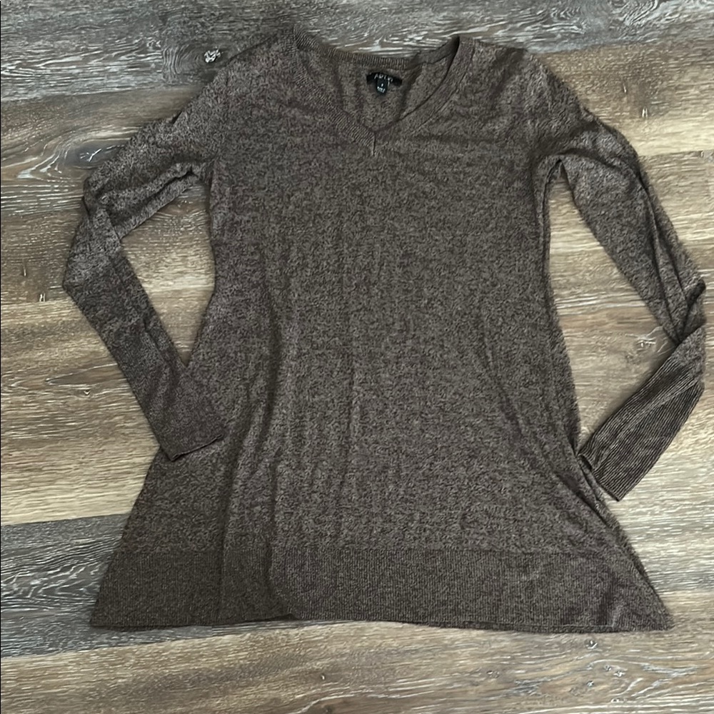 Apt. 9 Brown Long Sleeve V-Neck Top